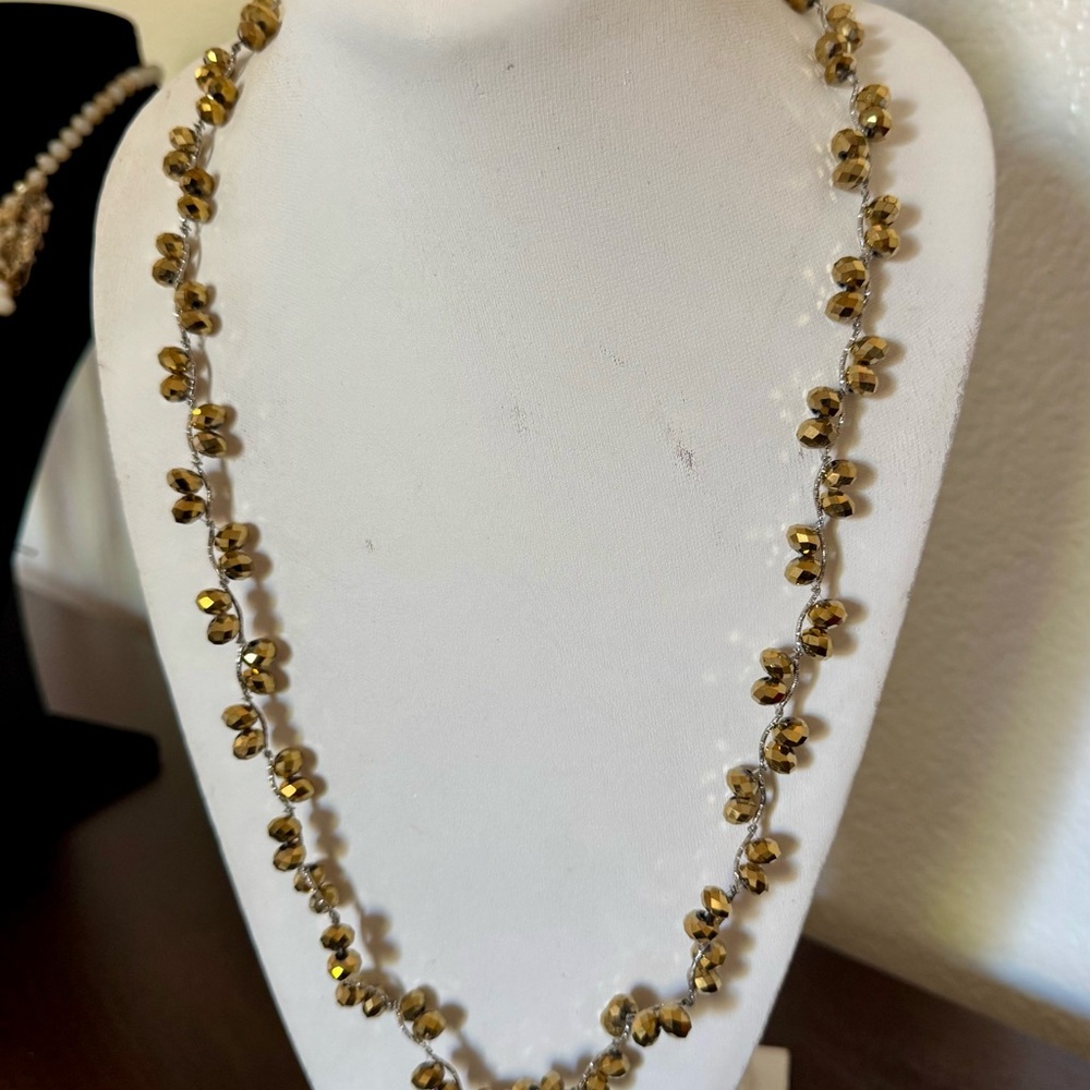 Golden Faceted Bead Necklace – Sparkling Crystal Design
